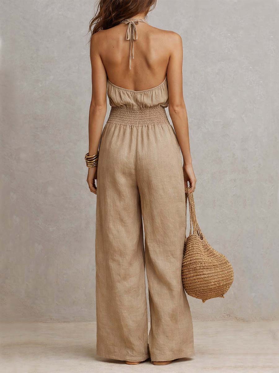 Valeria™ | Halter Neck Wide-Leg Jumpsuit