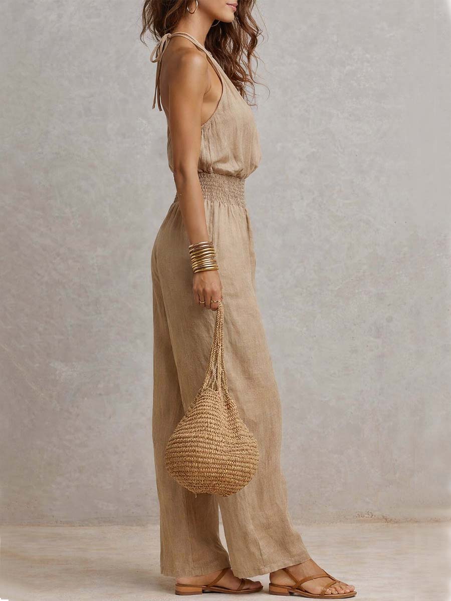 Valeria™ | Halter Neck Wide-Leg Jumpsuit