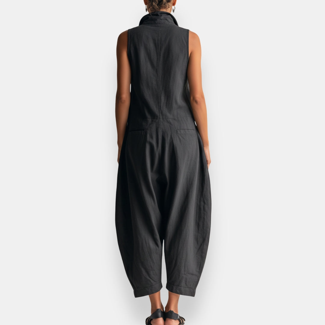 Ryker™ | Sleeveless Cargo Jumpsuit with Collar and Flap Pockets