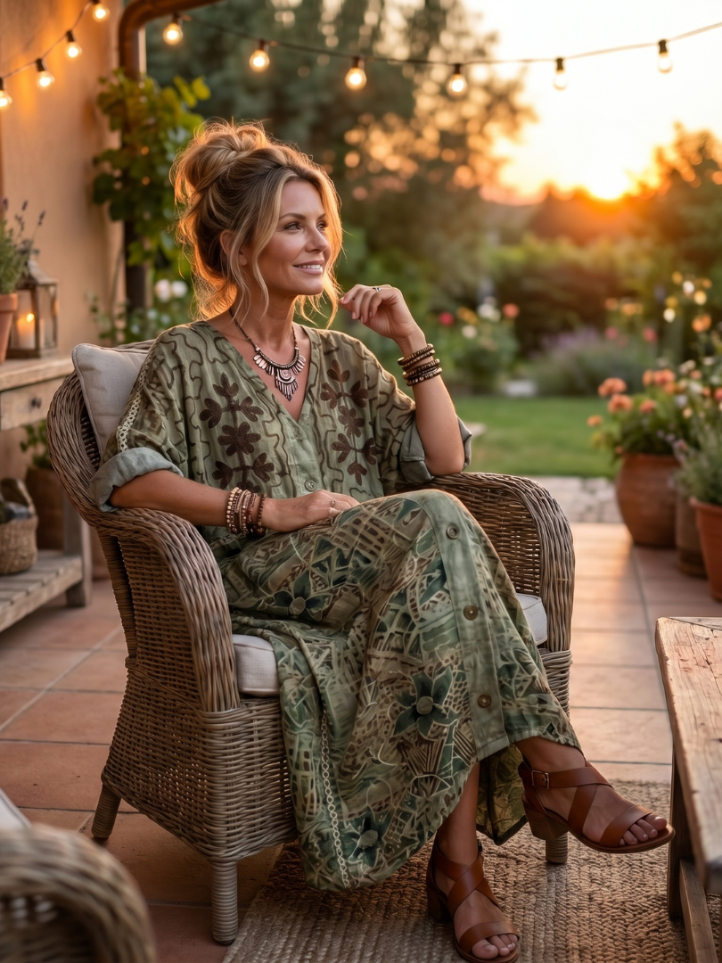 Aleta™ | Button Front Oversized Pocket Midi Dress