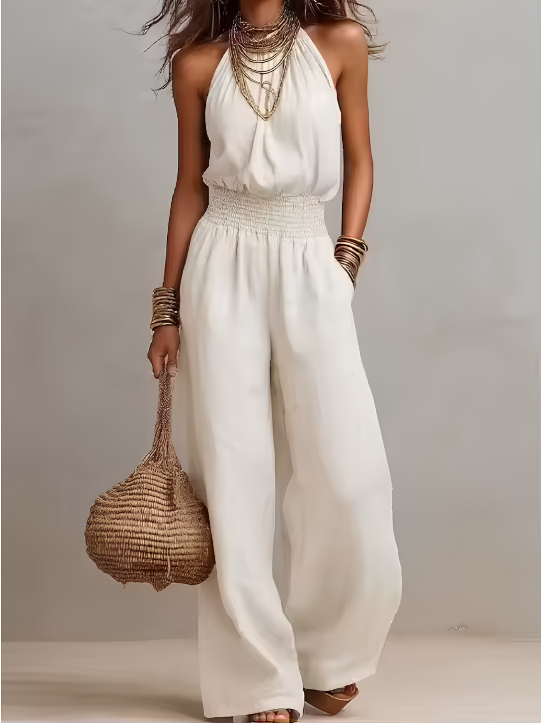 Valeria™ | Halter Neck Wide-Leg Jumpsuit