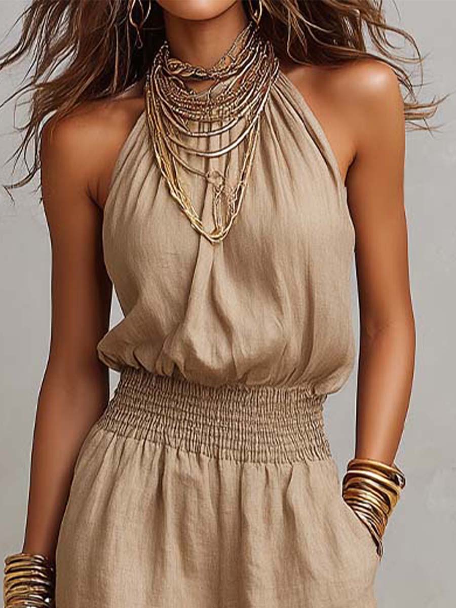 Valeria™ | Halter Neck Wide-Leg Jumpsuit